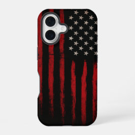 Red and Black American Flag iPhone 16ケース