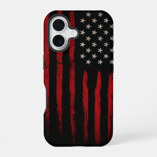 Red and Black American Flag iPhone 16ケース (裏面)