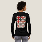 Red and Black Baroque Fleur-de-lis Pattern Design  トライブレンドＴシャツ (背面全体)