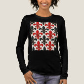 Red and Black Baroque Fleur-de-lis Pattern Design  トライブレンドＴシャツ (正面)