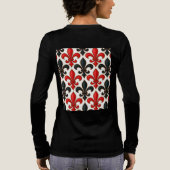 Red and Black Baroque Fleur-de-lis Pattern Design  トライブレンドＴシャツ (背面)