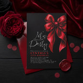 Red and Black Bow Luxury Elegant Gala Birthday 招待状