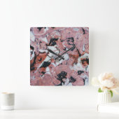 Red and Black Brecciated Marble Stone Texture with スクエア壁時計 (ホーム)