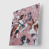 Red and Black Brecciated Marble Stone Texture with スクエア壁時計 (傾斜)