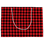 Red and Black Buffalo Plaid Merry Christmas ラージペーパーバッグ (裏面)