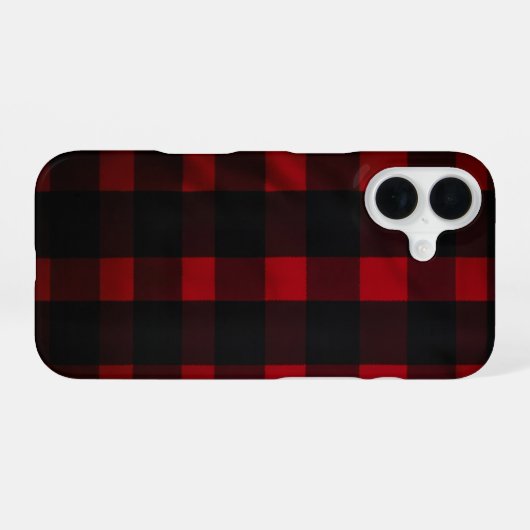 Red and Black Buffalo Plaid Pattern iPhone 16ケース (裏面横)
