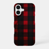 Red and Black Buffalo Plaid Pattern iPhone 16ケース (裏面)
