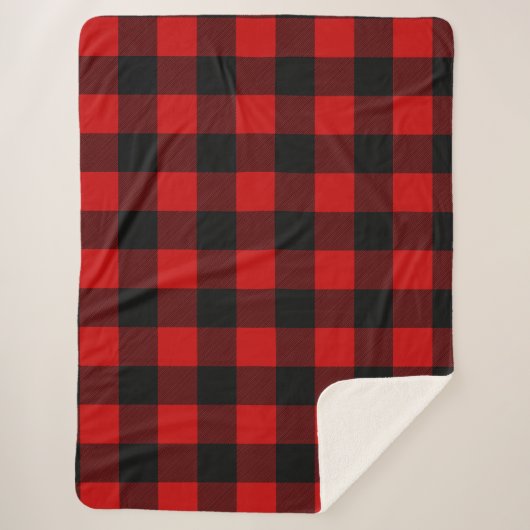 Red and Black Buffalo Plaid Sherpa Blanket シェルパブランケット (正面)