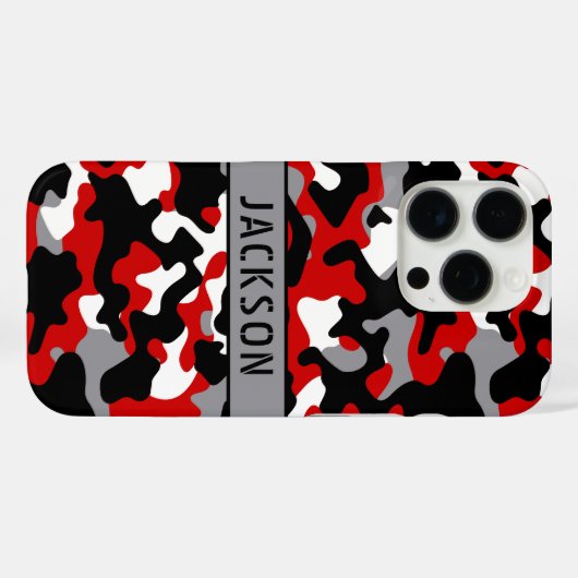Red and Black Camouflage Personalized Case-Mate iPhoneケース (裏面 (横))