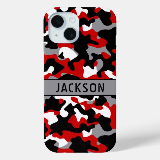 Red and Black Camouflage Personalized Case-Mate iPhoneケース (裏面)