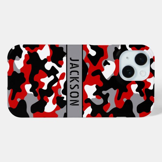 Red and Black Camouflage Personalized Case-Mate iPhoneケース (裏面 (横))