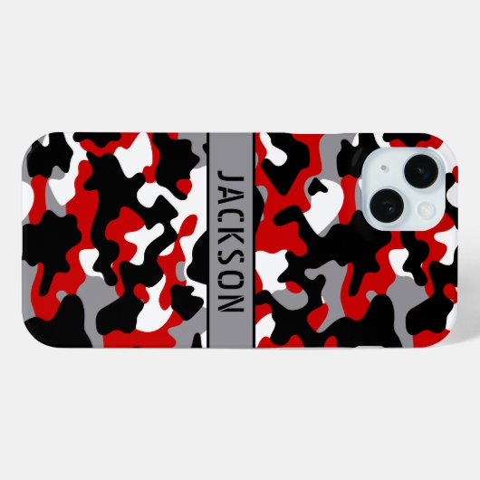 Red and Black Camouflage Personalized Case-Mate iPhoneケース (裏面 (横))