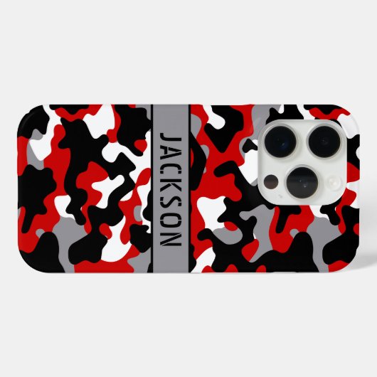 Red and Black Camouflage Personalized Case-Mate iPhoneケース (裏面 (横))