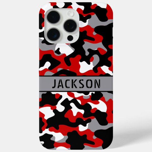 Red and Black Camouflage Personalized Case-Mate iPhoneケース (裏面)