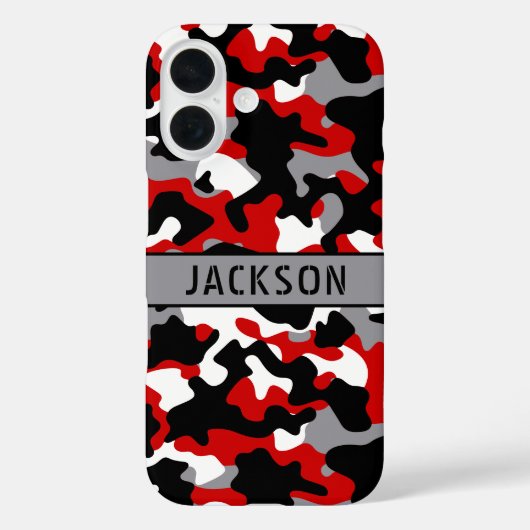 Red and Black Camouflage Personalized Case-Mate iPhoneケース (裏面)