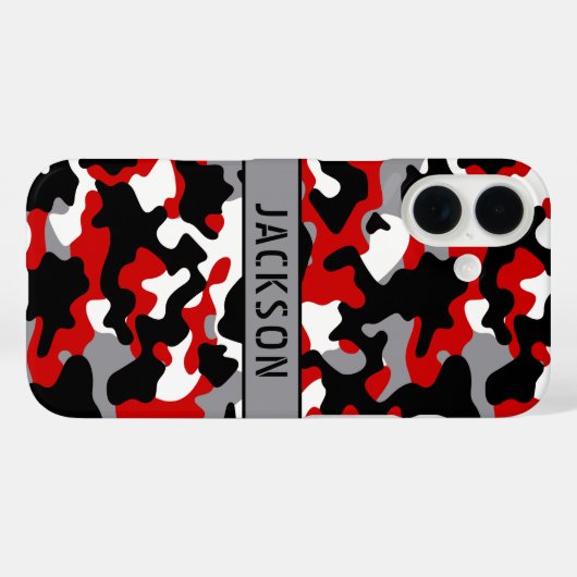 Red and Black Camouflage Personalized Case-Mate iPhoneケース (裏面 (横))