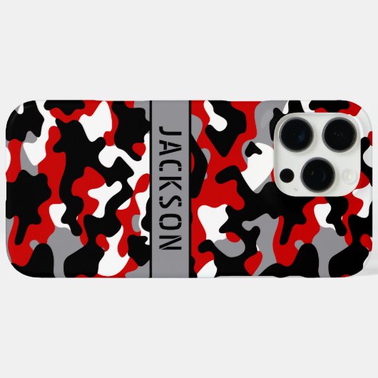 Red and Black Camouflage Personalized Case-Mate iPhoneケース (裏面 (横))