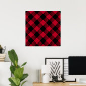 Red And Black Check Buffalo Plaid Pattern ポスター (ホームオフィス)