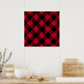 Red And Black Check Buffalo Plaid Pattern ポスター (キッチン)