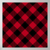 Red And Black Check Buffalo Plaid Pattern ポスター (正面)