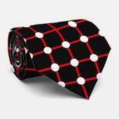 Red and Black Checkered Dots Pattern ネクタイ (ロール)