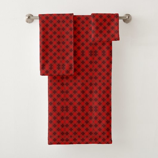 Red and black checkered towel set バスタオルセット