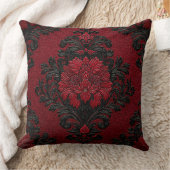 Red and Black Damask Patterned クッション (ブランケット)