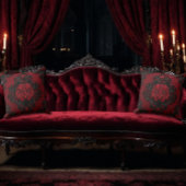 Red and Black Damask Patterned クッション