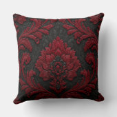 Red and Black Damask Patterned クッション (裏面)