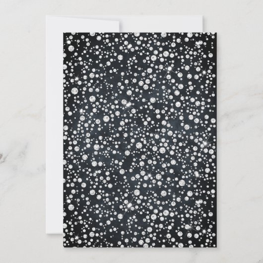 Red and Black Diamond Floral Quinceanera 招待状 (裏面)