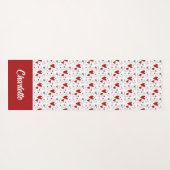 Red and Black Doodle Hearts Custom Monogram Name ヨガマット (裏面(横))