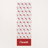 Red and Black Doodle Hearts Custom Monogram Name ヨガマット (裏面)