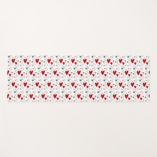 Red and Black Doodle Hearts Custom Monogram Name ヨガマット (正面(横))