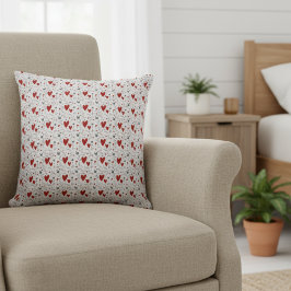 Red and Black Doodle Hearts Love  クッション