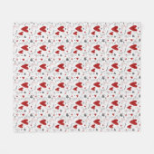 Red and Black Doodle Hearts Love フリースブランケット (正面(横))