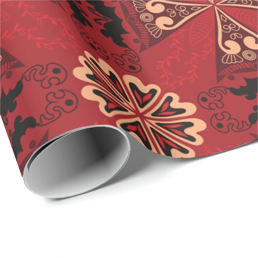 Red and black floral decorative wrapping paper ラッピングペーパー