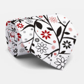 Red and Black Floral Pattern ネクタイ (ロール)
