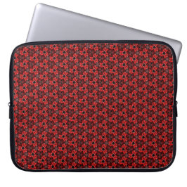 Red and Black Floral Show Laptop Sleeve ラップトップスリーブ