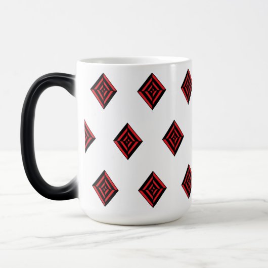 Red and Black Geometric Diamond Pattern Modern Tot モーフィングマグカップ (左)