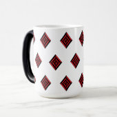 Red and Black Geometric Diamond Pattern Modern Tot モーフィングマグカップ (正面左)