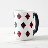 Red and Black Geometric Diamond Pattern Modern Tot モーフィングマグカップ (正面右)