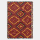 Red and Black Geometric Motifs Throw Blanket スローブランケット (正面縦)