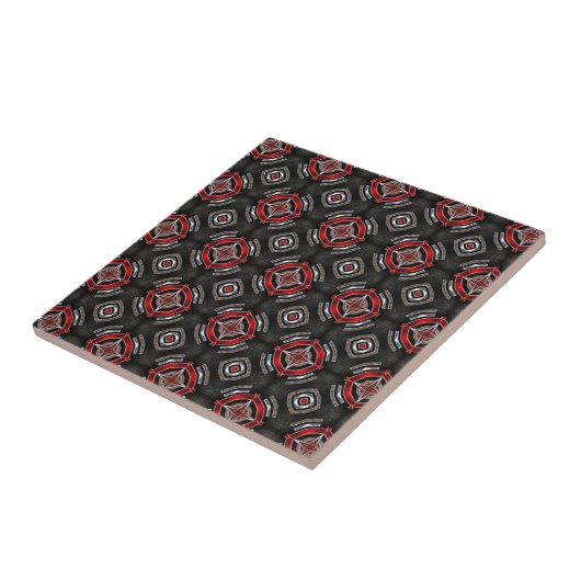 Red and Black Geometric Pattern タイル (側面)