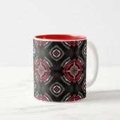 Red and Black Geometric Pattern ツートーンマグカップ (正面右)
