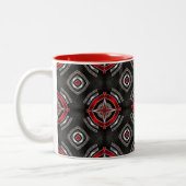 Red and Black Geometric Pattern ツートーンマグカップ (左)