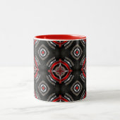 Red and Black Geometric Pattern ツートーンマグカップ (中央)