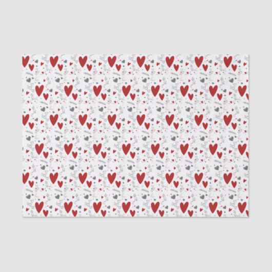 Red and Black Hand Drawn Doodle Hearts 薄葉紙 (正面)