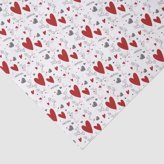 Red and Black Hand Drawn Doodle Hearts 薄葉紙 (詳細)