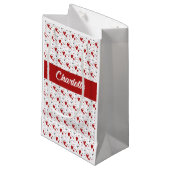 Red and Black Hearts Custom Monogram Name スモールペーパーバッグ (正面アングル)