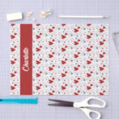 Red and Black Hearts Custom Monogram Name 薄葉紙 (クラフト)